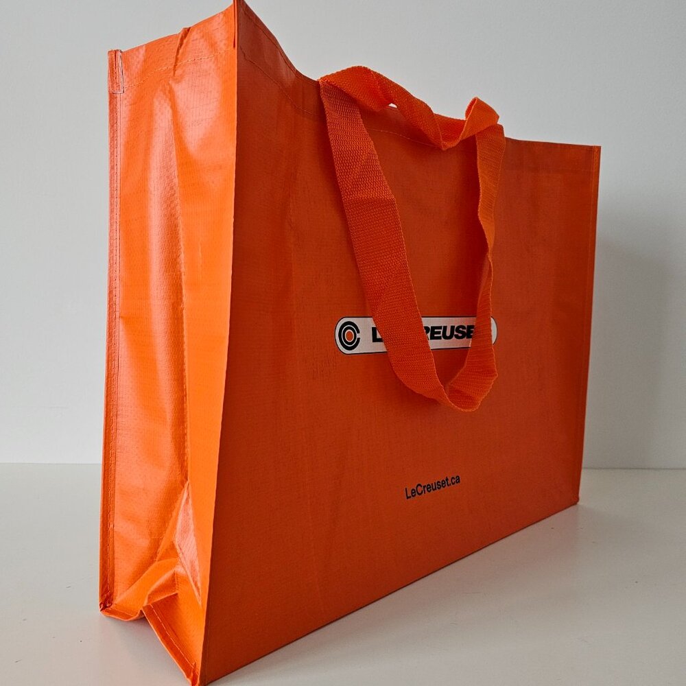New LE CREUSET Orange 4 Strap Heavy Duty Canvas Reusable Shopping, Gym Bag Tote - Picture 3 of 5